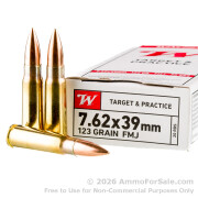 20 Rounds of 123gr FMJ 7.62x39 Ammo by Winchester