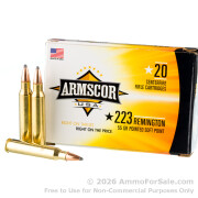 1000 Rounds of 55gr PSP .223 Rem Ammo by Armscor