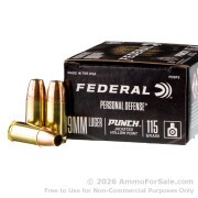 20 Rounds of 115gr JHP 9mm Ammo by Federal