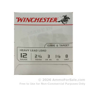 25 Rounds of 2 3/4" 1 1/8 ounce #8 shot 12ga Ammo by Winchester USA