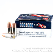 20 Rounds of 115gr +P SCHP 9mm Ammo by Corbon DPX