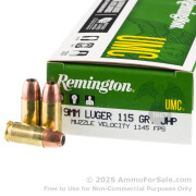 50 Rounds of 115gr JHP 9mm Ammo by Remington UMC