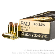50 Rounds of 180gr FMJ .40 S&W Ammo by Sellier & Bellot