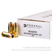 50 Rounds of 230gr JHP Hi-Shok .45 ACP Ammo by Federal Classic