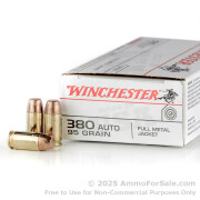 50 Rounds of 95gr FMJ .380 ACP Ammo by Winchester USA