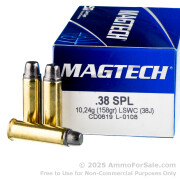 50 Rounds of 158gr LSWC .38 Spl Ammo by Magtech