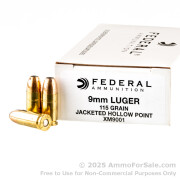 50 Rounds of 115gr JHP 9mm Ammo by Federal 