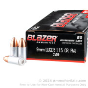 50 Rounds of 115gr FMJ 9mm Ammo by Blazer Aluminum