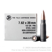 7.62x39 122gr FMJ Ammo by Tula