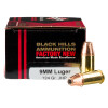 View of Black Hills Ammunition 9mm ammo rounds