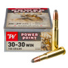 View of Winchester 30-30 Win ammo rounds