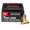 Close up of the 115gr on the 50 Rounds of 115gr JHP 9mm Ammo by Winchester USA