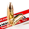 View of Winchester 9mm ammo rounds