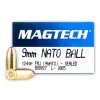 Close up of the 124gr on the 1000 Rounds of 124gr FMJ 9mm NATO Ammo by Magtech