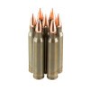 Close up of the 55gr on the 500 Rounds of 55gr HP .223 Ammo by Hornady