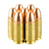 Close up of the 124gr on the 500 Rounds of 124gr FMJ 9mm Ammo by Federal