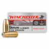 View of Winchester 9mm ammo rounds