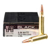 View of Hornady 5.56x45 ammo rounds