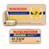 Close up of the 135gr on the 500  Rounds of 135gr JHP .40 S&W Ammo by Winchester