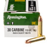 View of Remington .30 Carbine ammo rounds