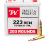 View of Winchester .223 ammo rounds