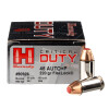 Close up of the 220gr on the 200 Rounds of 220gr JHP .45 ACP +P Ammo by Hornady Critical Duty