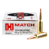 Close up of the 88gr on the 20 Rounds of 88gr ELD Match .224 Valk Ammo by Hornady