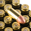 View of Blazer Brass 9mm ammo rounds