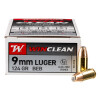 View of Winchester 9mm ammo rounds