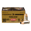 Close up of the 90gr on the 200 Rounds of 90gr Hyrda-Shok JHP .380 ACP Ammo by Federal Premium Low Recoil