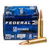 Close up of the 50gr on the 500  Rounds of 50gr JHP .223 Ammo by Federal