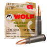 Image of 1000 Rounds of 124gr FMJ 7.62x39mm Ammo by Wolf Mil Classic WPA