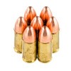 Close up of the 124gr on the 1000 Rounds of 124gr TMJ 9mm Ammo by Speer