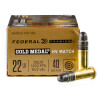 Close up of the 40gr on the 500 Rounds of 40gr LRN .22 LR Ammo by Federal Gold Medal HV Match