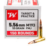 View of Winchester 5.56x45 ammo rounds