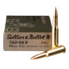 Image of 20 Rounds of 180gr FMJ 7.62x54r Ammo by Sellier & Bellot