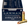 Close up of the 158gr on the 1000 Rounds of +P 158gr TMJ .38 Spl Ammo by Speer Lawman