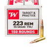 View of Winchester .223 ammo rounds