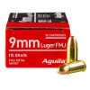 Close up of the 115gr on the 50 Rounds of 115gr FMJ 9mm Ammo by Aguila