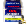 Close up of the 29gr on the 100 Rounds of 29gr LRN .22 Short Ammo by CCI
