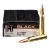 Close up of the 62gr on the 20 Rounds of 62gr FMJ .223 Ammo by Hornady BLACK