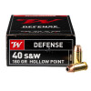 View of Winchester .40 S&W ammo rounds