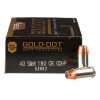 Close up of the 180gr on the 1000 Rounds of 180gr JHP .40 S&W Ammo by Speer Gold Dot