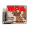 Close up of the 55gr on the 500  Rounds of 55gr FMJ .223 Ammo by Wolf