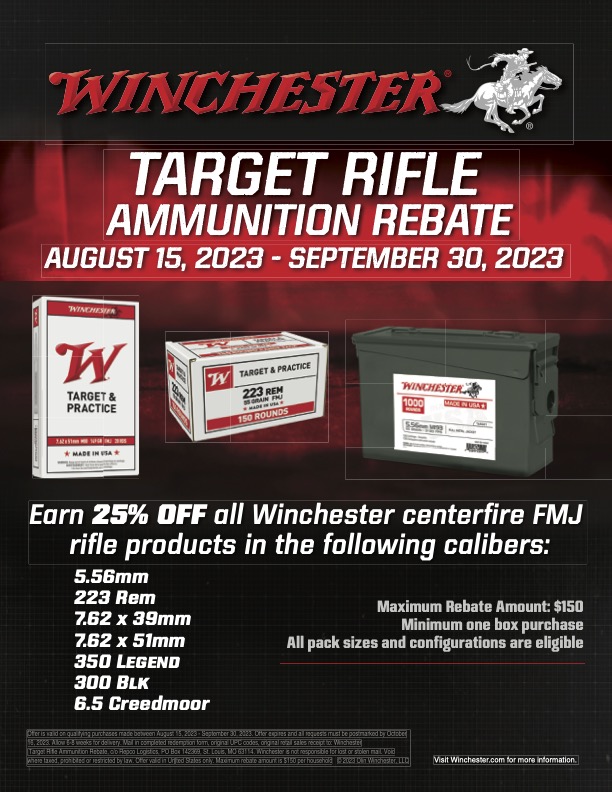 Winchester Fall FMJ Rifle ammo Rebate Form